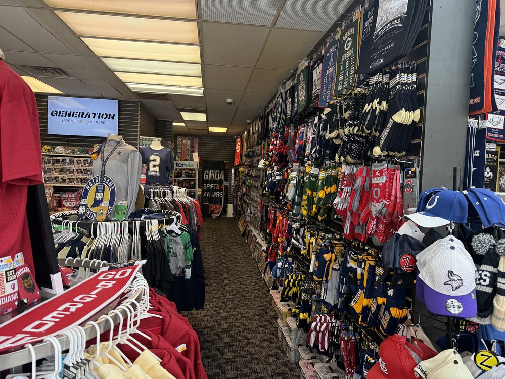 Wide view down the main aisle of the store